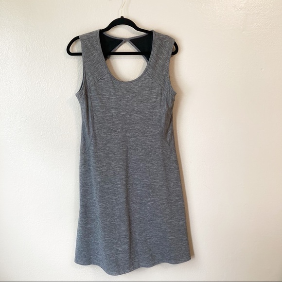 Prana Gray Calico Dress Size L - Picture 2 of 8